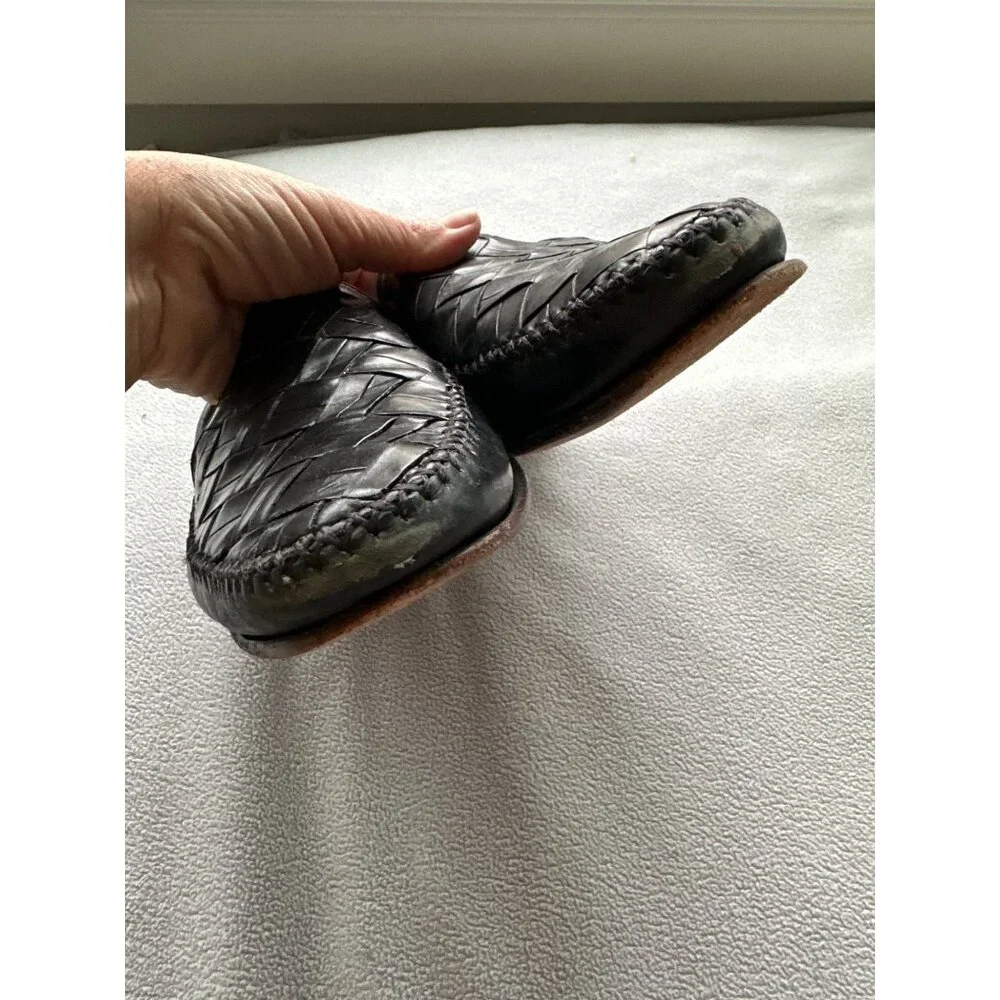 Johnston Murphy‎ Shoes Mens 9 Woven Leather Slip on Black Casual